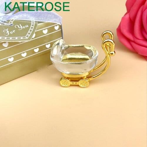 50PCS Baby Shower Favors Gold/Silver Baby Carriage Perfect For Birthday Keepsakes Crystal Gift Newborn Baptism Party Giveaways