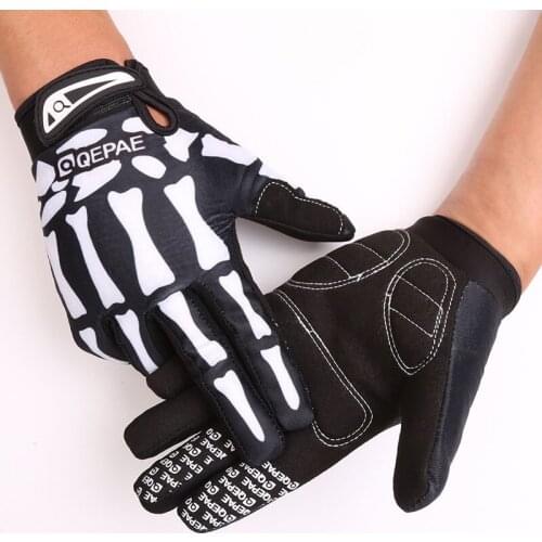 Full Finger Bicycle Gloves Skull Bone Shockproof Cycling Gloves For Man Woman Sport MTB Bicycle Gloves S-XXL