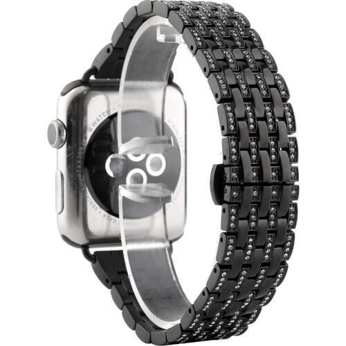 High Quality Crystal Rhinestone Diamond Watch Bands for Apple Watch Bands 38mm 42mm Stainless Steel Bracelet Strap For Iwatch