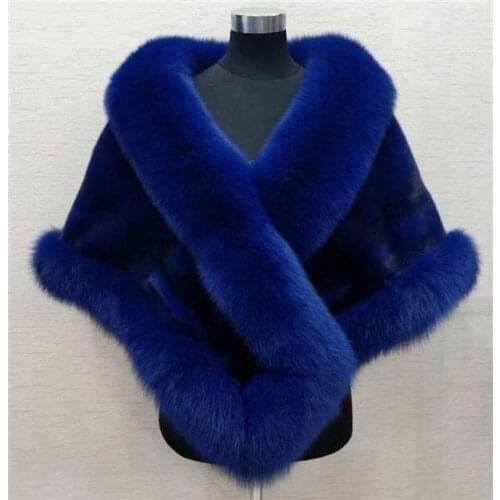 Royal Blue Fashion Winter Fox Artificial Fur Grass Vest Lady Fashion Loose Coat Women Vest Over Cloth Top Shawl Cloak Cape