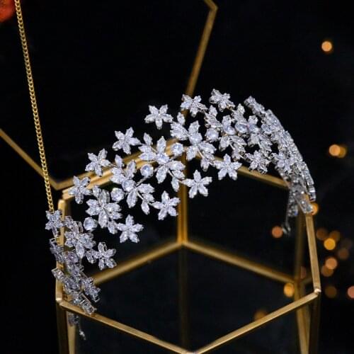 Vintage Adjustable Wedding Handmade Cubic Zirconia Headband for Bride European Style Soft CZ Hairband Women Hair Jewelry
