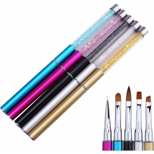 1PCS Professional Nail Art Brush Acrylic Rhinestone Diamond Handle Design 3D Painting Drawing UV Gel DIY Brushes Pen With Cap