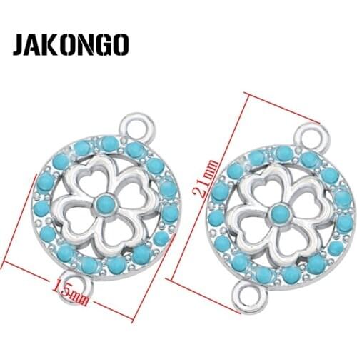 10PCS Silver Plated Crystal Clover Connectors for Jewelry Making Bracelet Findings Accessories DIY Craft 21x15mm