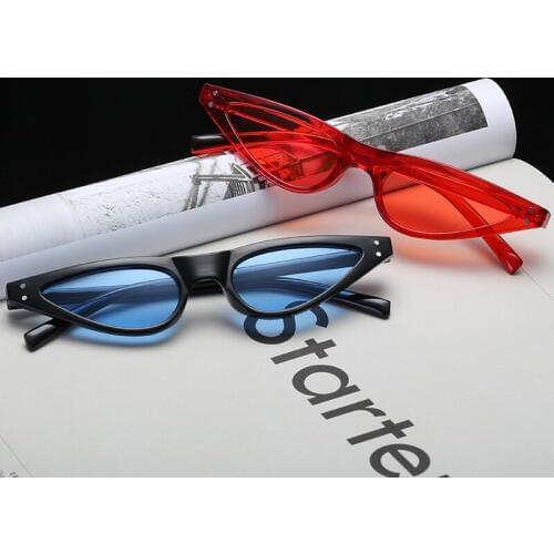 2018 Fashion women sunglasses small cat eye sunglasses Red Yellow Black women sun glasses Female Party Holiday