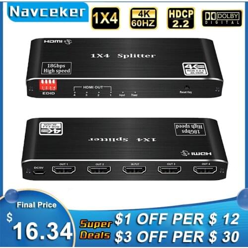 2021 Best HDMI Splitter 1x2 HDMI 2.0 Splitter 4K HDMI Video Audio Splitter Support 3D HDR 4K 60Hz Splitter HDMI 1x4 For Laptop