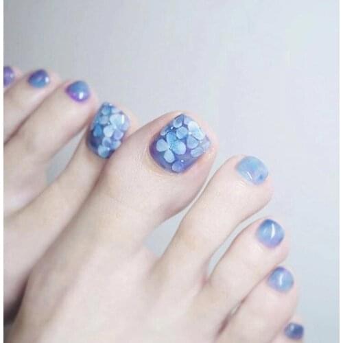 24Pcs Flower False Toe Nails Fake Toenails Artificial Toe Nails Press On Nails French Fake Nails Art Nail Tips Toe