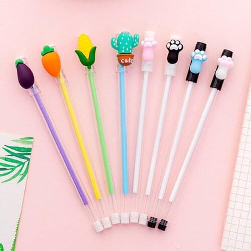 24 Pcs Creative Cat Cat Claw Transparent Vegetable Cartoon Gel Pen Cartoon Creative Office Supplies Signature Pen Wholesale