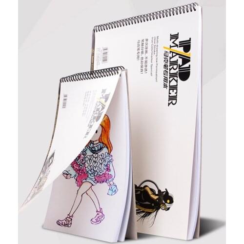 34 Sheet A3/A4/A5 Professional Marker Paper Spiral Sketch Notepad Book Painting Drawing Supplies
