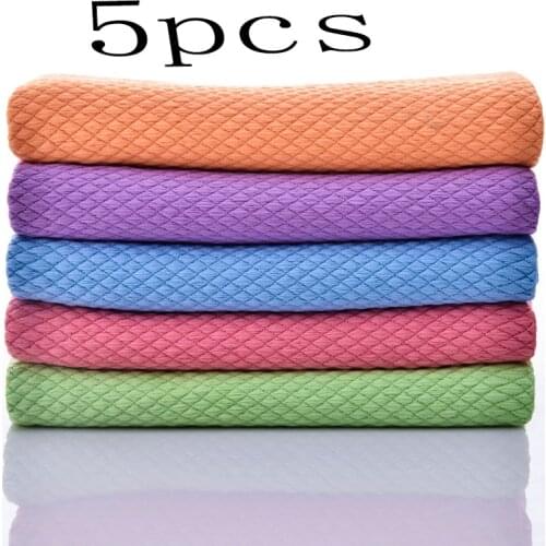 5pcs / lot Microfiber Cleaning Towel Absorbable Glass Kitchen Car Window Cleaning Cloth Household kitchen dish cloth