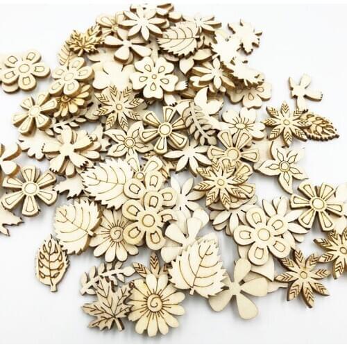 50PCs Flowers Wood Chip Sewing Buttons Scrapbooking Coffee Costura Botones Decorative Buttons Sewing WB674