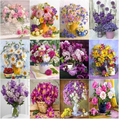 SDOYUNO 5D DIY Diamond Painting Flowers Full Square/Round Diamond Embroidery Cross Stitch Mosaic Handmade Home Decor Wall Art