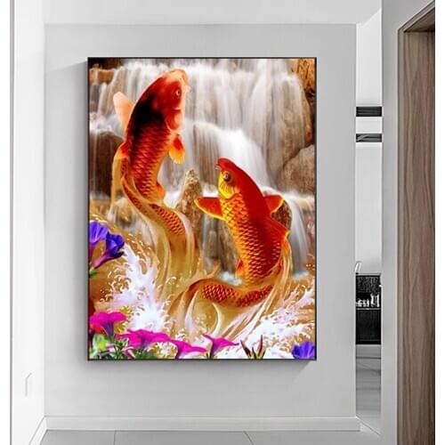 5 d Diamond Painting Full Square Luxury Carp Fantasy Art Fish Animals Diamond Embroidery Sale Home Decoration DIY Mosaic YG2517