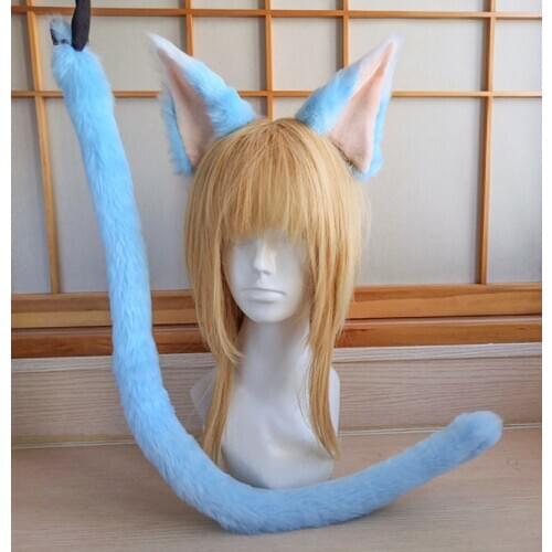 Anime Asada Shino Sword Art Online SAO Cosplay Simulation Plush Neko Cat Ears With Tail Costume Carnival Party Halloween Prop