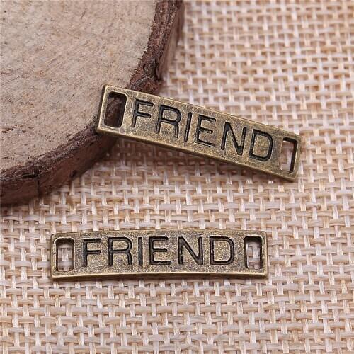 Free shipping 59pcs 27x6mm antique bronze friend connector charms diy retro jewelry fit Earring keychain hair card pendant