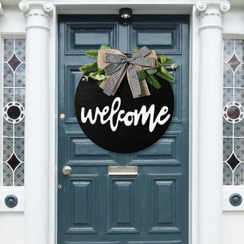 Sign Porch Hanging Greenery Rustic Wreath Home Decor Diameter 30CM American Country Wooden Welcome Number Plate Door Hangers