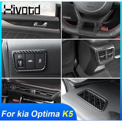For Kia Optima K5 dl3 2021 2020 Carbon Interior Decoration Trim Armrest Air Conditioner Outlet Vent Steering Wheel Sequins Parts