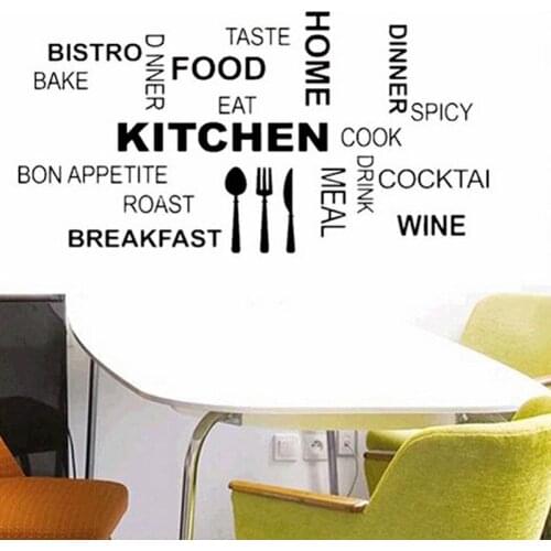 Europe Kithen Motto Wall Sticker Anti-oil Kitchen Wall Decals English Family Home Dining Room Decoration Accessories Z684
