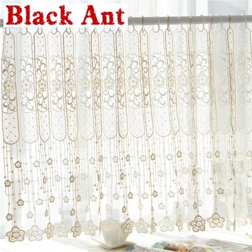 Lace Curtain Hollow European Partition Coffee Curtain Door for Bay Window Cafe Floral Sheer Voile Drape Kitchen X215#40