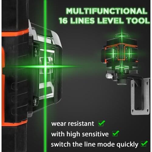 KKmoon Multifunctional 16 Lines Level Tool Vertical Horizontal Line with Self-leveling Function