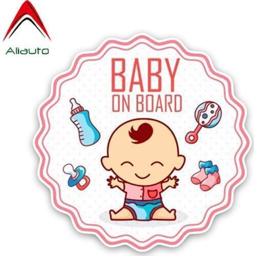 Aliauto Cartoon Warning Car Stickers Lovely Baby on Board Accessories Vinyl Decal for Lada Niva Toyota Volvo Xc90 ,14cm*14cm