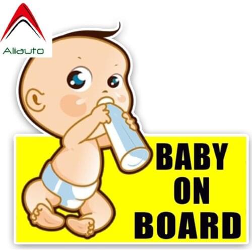 Aliauto Cartoon Warning Sign Car Sticker Lovely Colored Baby on Board Decoration Baby Automobile Graphic Decal,13cm*12cm