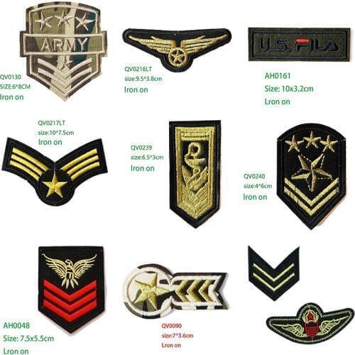 Military Rank Patches Clothing Applications icon Embroidered Stripes Badges Iron on Appliques Medal Stickers for Clothes patch