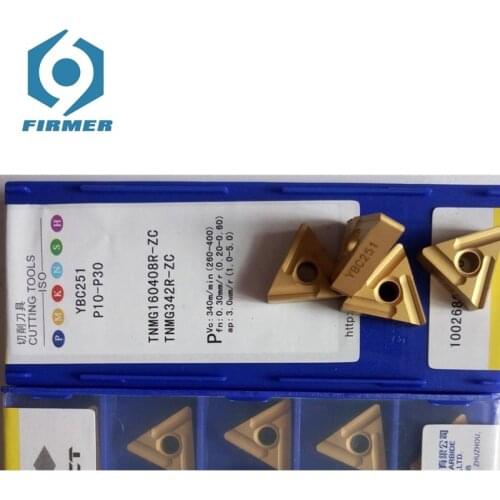 Original 10pcs TNMG160404L-ZC TNMG160408R-ZC YBC251 Grooving Carbide Inserts Metal Cutter Lathe Turning Tool