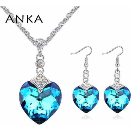 ANKA hot sale crystal necklace stud earrings for women wedding party jewelry sets classics gift Crystals from Austria #125221