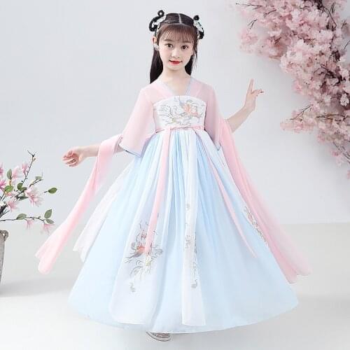 Girls Hanfu Dress Kids Summer Girls Cosplay Hanfu Butterfly Fairy Hanfu Children Short Sleeve Chinese Traditional Dress For Girl