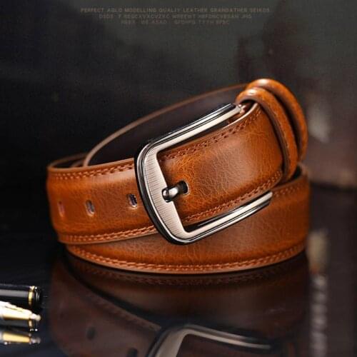 Fashion Cow Genuine Leather Men Belt Smooth Buckle High Quality Male Strap for Business Casual Jeans Waistband