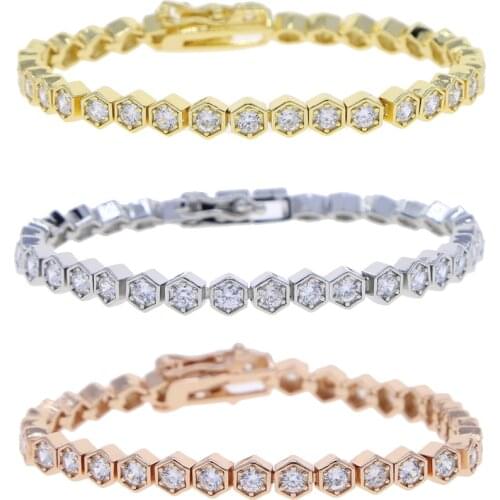 Luxury Bling Cubic Zirconia Tennis Bracelets Iced Out Fashion Women Wedding Bracelet High Quality Gold Silver Color Jewelry