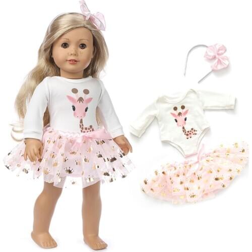 2020 New Pink fawn skirt Fit for American Girl Doll Clothes 18-inch Doll , Christmas Girl Gift(Only sell clothes)