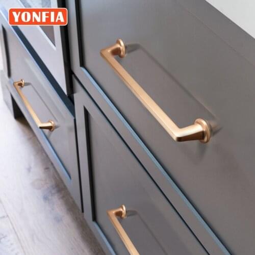 YONFIA 3715 Black Gold Kitchen Cabinet Drawer Pull Handle Brushed Silver Brass Furniture Closet Handle Knob For Wardrobe Door