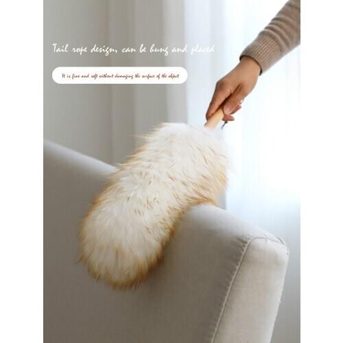 Wool Duster Dust Cleaner Wooden Handle Feather Duster Household Cleaning Tool Car Use Dust Brush Electrostatic Dust Absorption