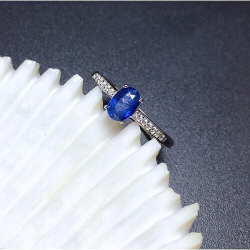 Shilovem 925 silver sterling real natural sapphire Rings fine Jewelry wedding bands new gift open ring 4*6mm mj0406822agl