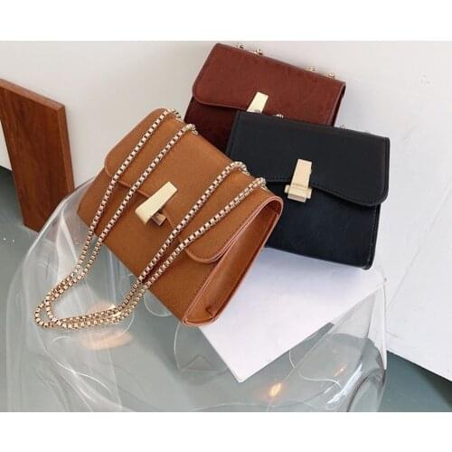 PU Leather Crossbody Bags Small Solid Color Buckle Lady Shoulder Handbags Female Simple Totes for Women 2020 Trend
