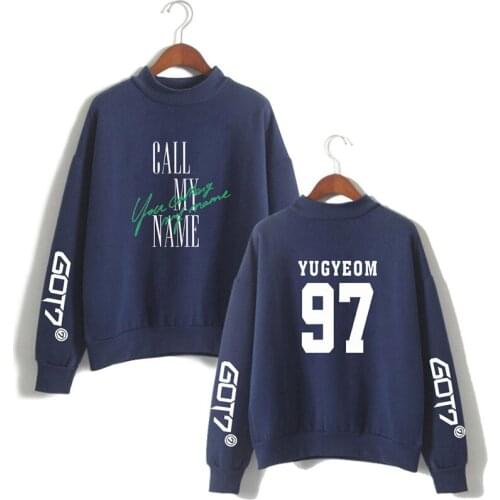 Got7 Kpop YUGYEOM 97 High Collar Hoodies Hood Men Women Capless Sweatshirt Tops Harajuku Long Sleeve Male Female Hoodie Pullover