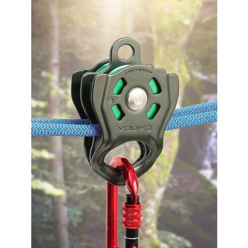 Good High-strength Reinforced Double Pulley Cableway Zipline Rock Climbing Crosses Emergency Rescue Side Plate Pulley