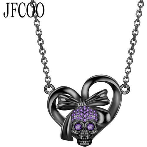 Gothic Heart Skull Necklace for Wedding Women Zircon Crystal necklaces Pendant Jewelry Gift Dropshipping