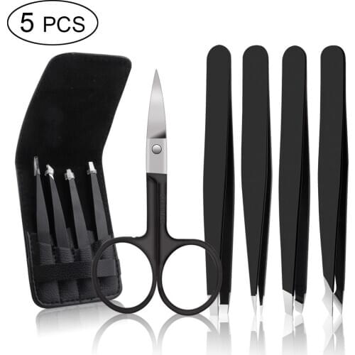 1/4/5Pcs Eye Lashes Tweezers Stainless Steel Eyebrow Tongs Point Tip/Slant Tip/Flat Tip Professional Tweezers Cosmetic Tools