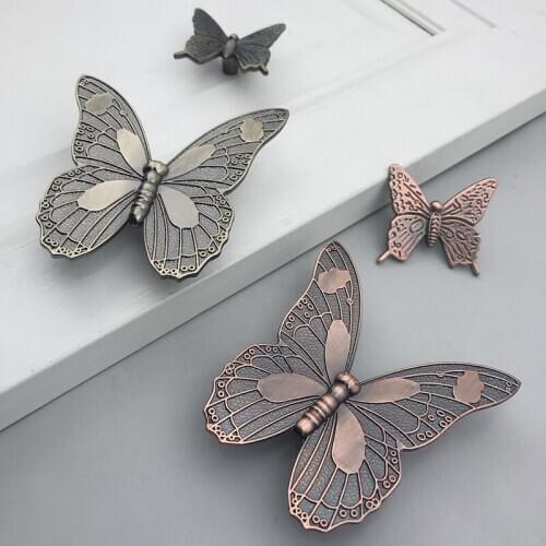 1pc Vintage 3D Butterfly Cabinet Handle Retro Zinc Alloy Kitchen Cupboard Door Pull Knobs Drawer Wardrobe Furniture Decorative