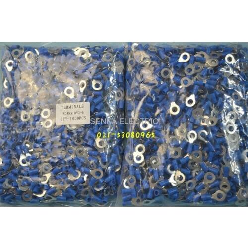 1000pcs RV2-6 1/4" Screw Dia 6.4mm pre-insulating ring terminals wire crimp connector