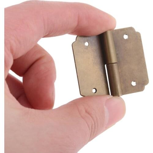 2pcs Antique Door Cabinet Hinges Jewelry Wooden Boxes Luggage Hinges Furniture Decoration with Screws 33*29mm