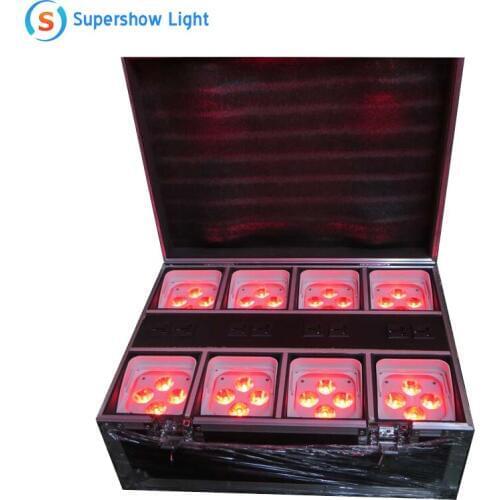 8pcs/lot with Flight Case Supershow Battery PAR Light Wireless DMX Par Can Wifi Control 4x18W Par Light