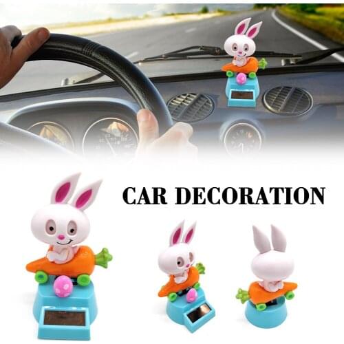 Car Lovely Decor Solar Powered Dancing Animal Doll Swing Animated Bobble Dancer Toy Gifts-Rabbit Car Interior Decorations