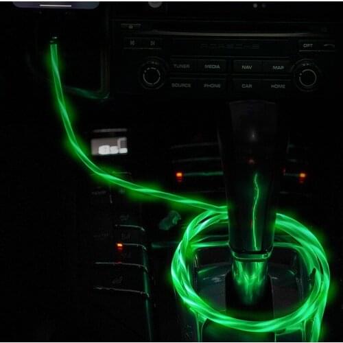 Car LED Luminous USB Charging Cable Fast Charging Data USBC Cord For Peugeot 206 308 407 207 3008 406 208 508 301 2008 408 5008