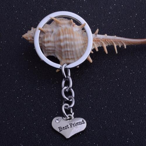 Best Friend Keyring Gifts For Friends Keychain Love Heart Clear Crystal Key Chain Women Men Friendship BFF Jewelry Pendant