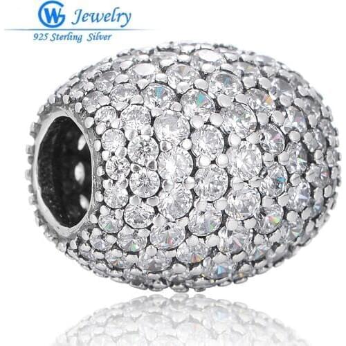 925 Sterling Silver Rhinestone Crystal Charm Fit Brand Bracelets Big Hole Diy Jewelry Beads European Style Zirconia Bead X228H20