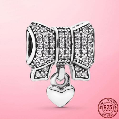 Bow-knot Charms High Quality 925 Sterling Silver Bow Knot Charm Beads fit Original Pandora Bracelet Necklace S925 Silver Jewelry