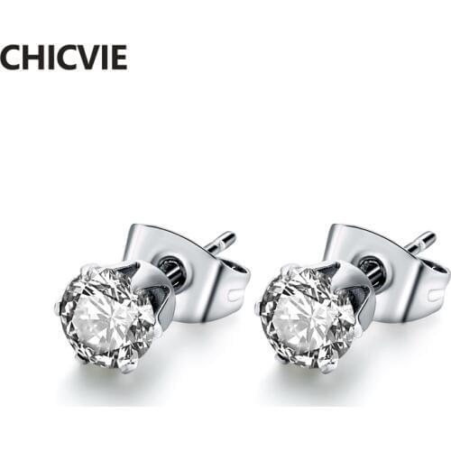 CHICVIE 8 colors sets Popular Brand Crystal Stud Earrings For Women Ethnic Silver Color Earrings Fashion Jewelry SER160139-3